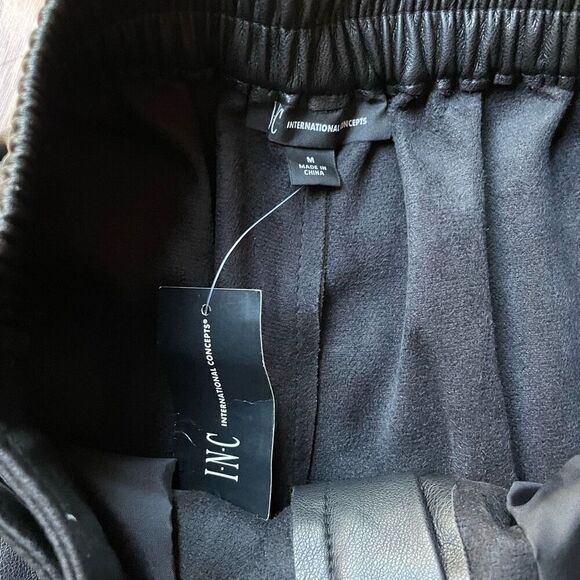 INC International Concepts Womens Pants M Faux Leather High Waist Pleated Barrel - Picture 8 of 9